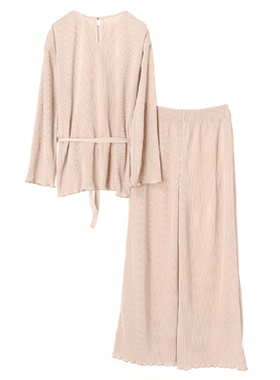 日系女士长袖长裤套装春秋款女装T恤裤子K06宽松百搭三宅风 D42