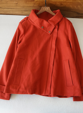 出口单女士冬季毛呢外套夹棉加厚大衣宽松棉服女装羊毛呢上衣W119