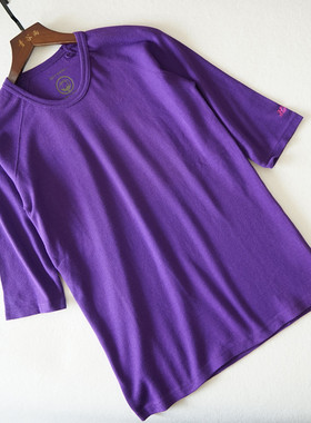 S码断码捡漏日系女士纯棉七分袖圆领T恤紫色女装上衣T228打底衫