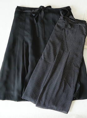 女士百搭小黑裙半身裙A字裙有内衬雪纺裙子日系高腰中裙1230大码