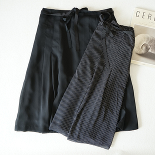 女士百搭小黑裙半身裙A字裙有内衬雪纺裙子日系高腰中裙1230大码