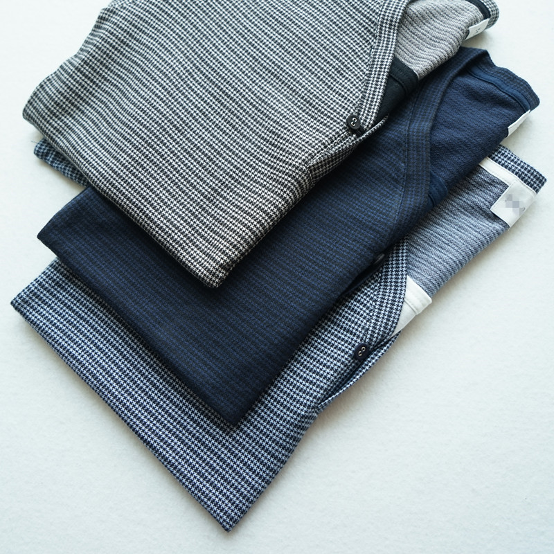日系男士织花短袖T恤V领夏季男装基础款凉感蓝色简约半袖T238
