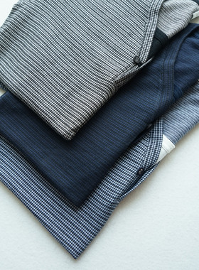 日系男士织花短袖T恤V领夏季男装基础款凉感蓝色简约半袖T238