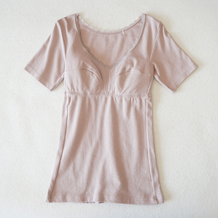 大码 日系女士一体式 免穿文胸背心短袖 内衣打底衫 N25内搭C33 五分袖