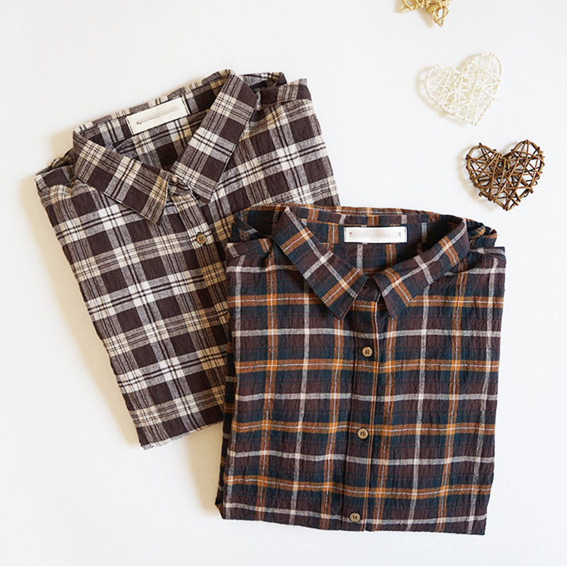 人气格子女款纯棉衬衫长袖衬衣女式2019春新款女装打底衫上衣8329|msdalam kategori Butik wanita / wanita, shirt - dari Buy2taobao.com untuk memberikan perkhidmatan ejen Taobao profesional membeli