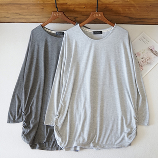 显瘦T031 衫 日系春秋长袖 T恤女士宽松舒适百搭通勤圆领上衣打底衫