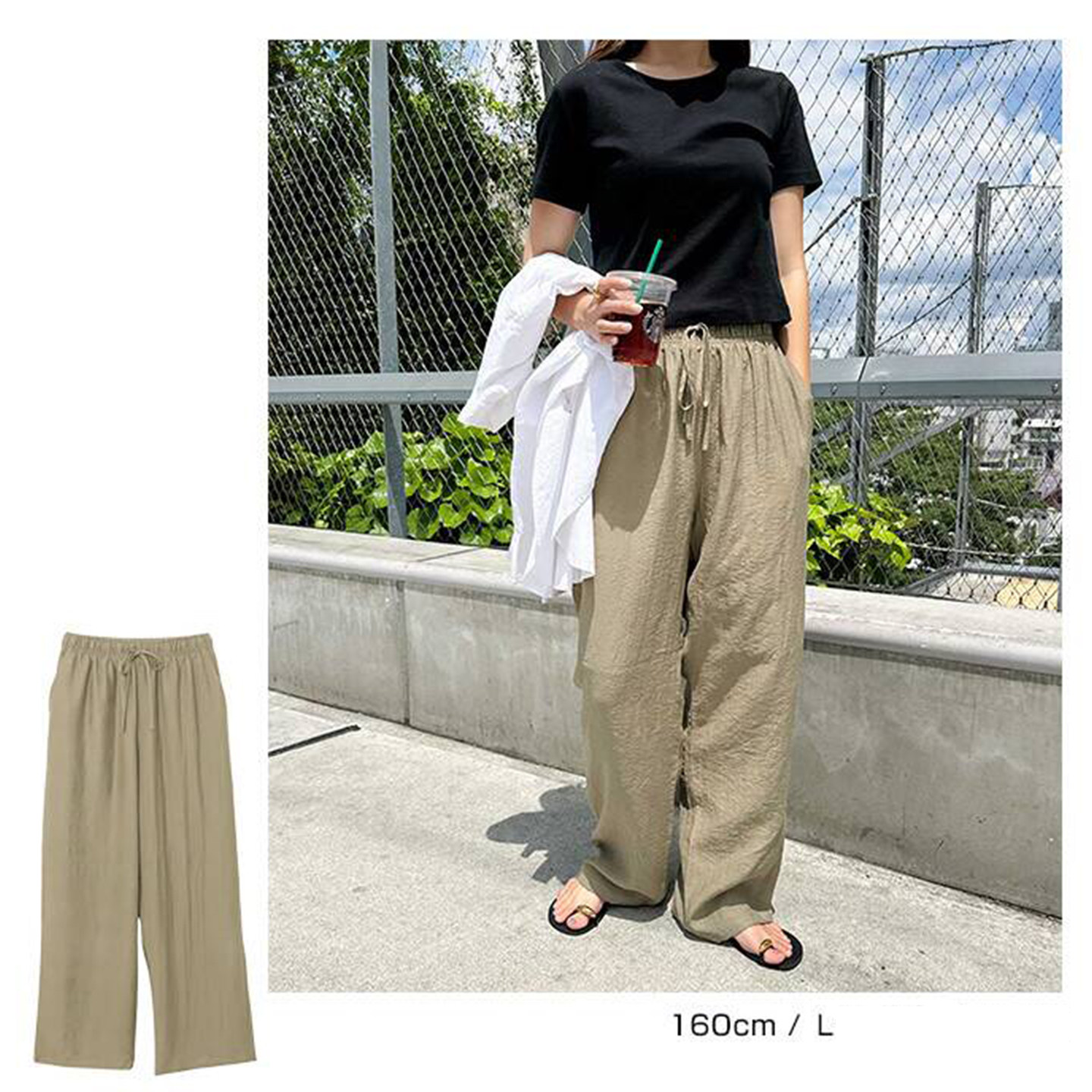 日系新款女士休闲裤子宽松直筒裤长裤阔腿裤高腰女裤女款K215