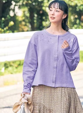 全棉刺绣短款开衫日系千家新款秋季纯棉女士卫衣外套圆领上衣S88