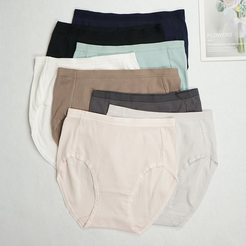 女士纯棉螺纹棉三角内裤舒适透气