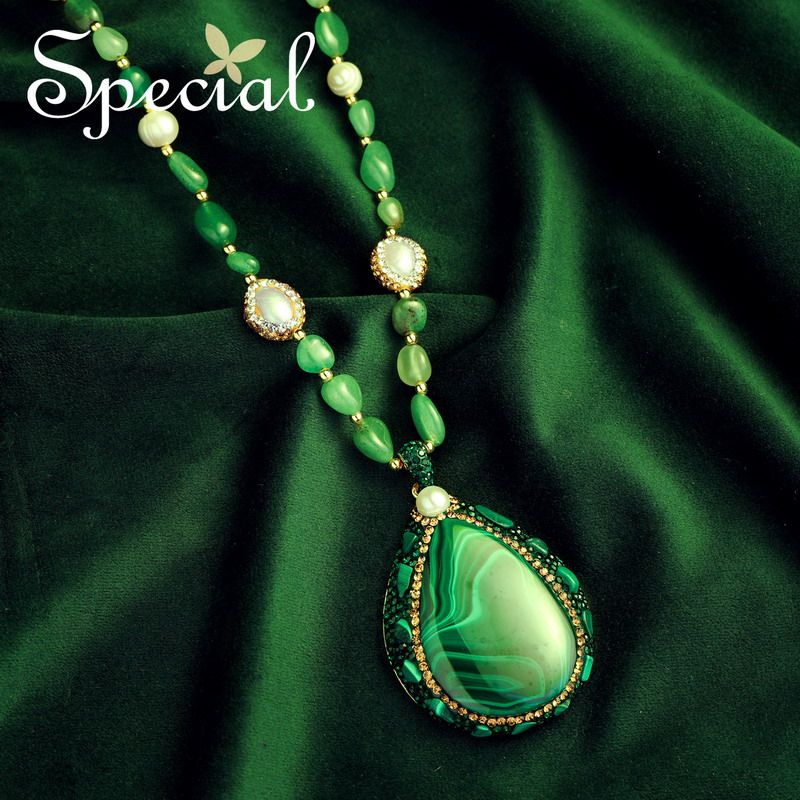 SPECIAL淡水珍珠孔雀石项链复古轻奢长款时尚气质毛衣链2026新款