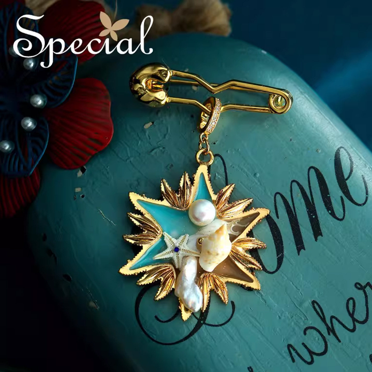 SPECIAL淡水珍珠海洋风小众个性防走光胸针丝巾扣胸花胸饰女礼物,饰品/流行首饰/时尚饰品新,胸针,淘宝优惠券,粉丝福利购,淘宝优惠卷