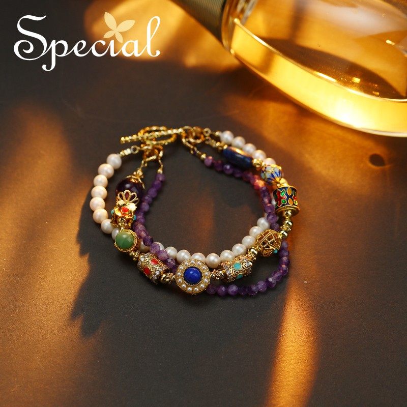 SPECIAL时尚紫水晶盘缠手链三层手串可拼接项链颈链女2026年礼物