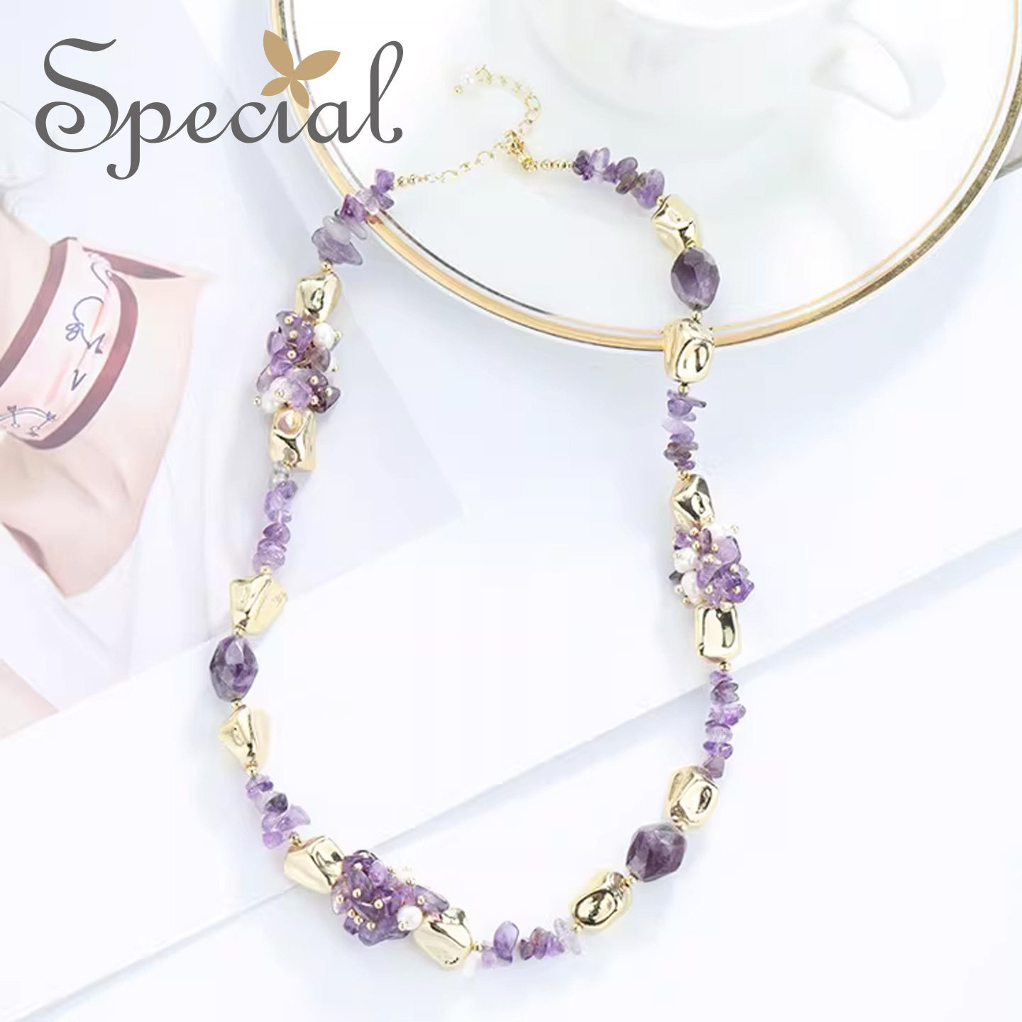 SPECIAL淡水珍珠紫水晶项链颈链复古轻奢配饰小众设计2026年新款