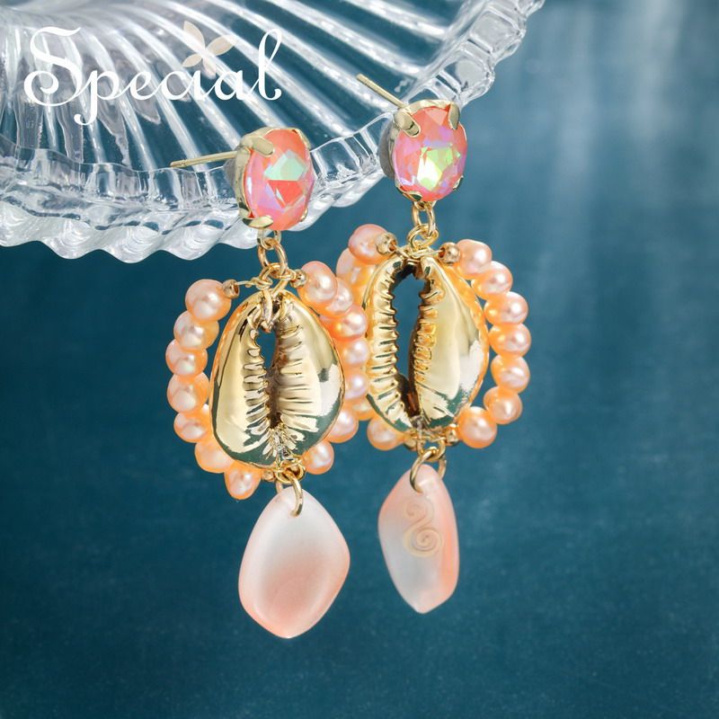 SPECIAL淡水珍珠海洋风个性贝壳耳饰耳环女复古耳钉2026新潮礼物