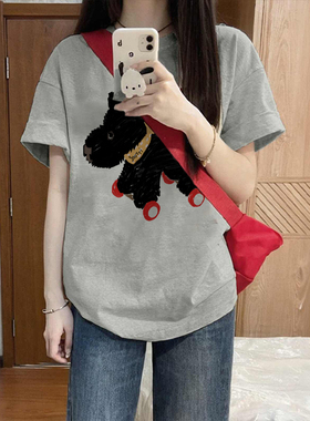 短袖t恤女2025新款爆款夏季灰色内搭纯棉半袖超好看韩系打底上衣