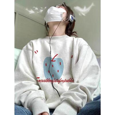 新款爆款灰色圆领无帽美式宽松