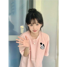 ins日系甜美穿搭浅粉色短袖t恤女夏季初中高中学生宽松纯棉上衣服