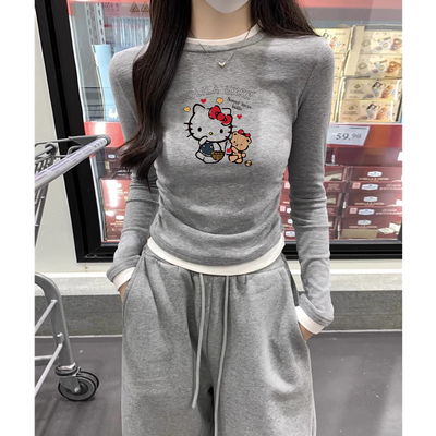 hellokitty凯蒂猫印花长袖T恤
