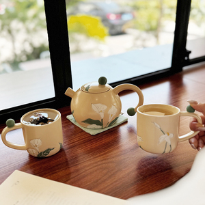 复古马蹄莲陶瓷茶具套装送伴手礼
