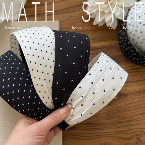 黑白波点宽边发箍女2025新款