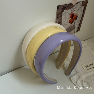 韩国气质新款 纯色压发显脸小高颅顶头箍女 马卡龙色系Pu皮发箍夏季