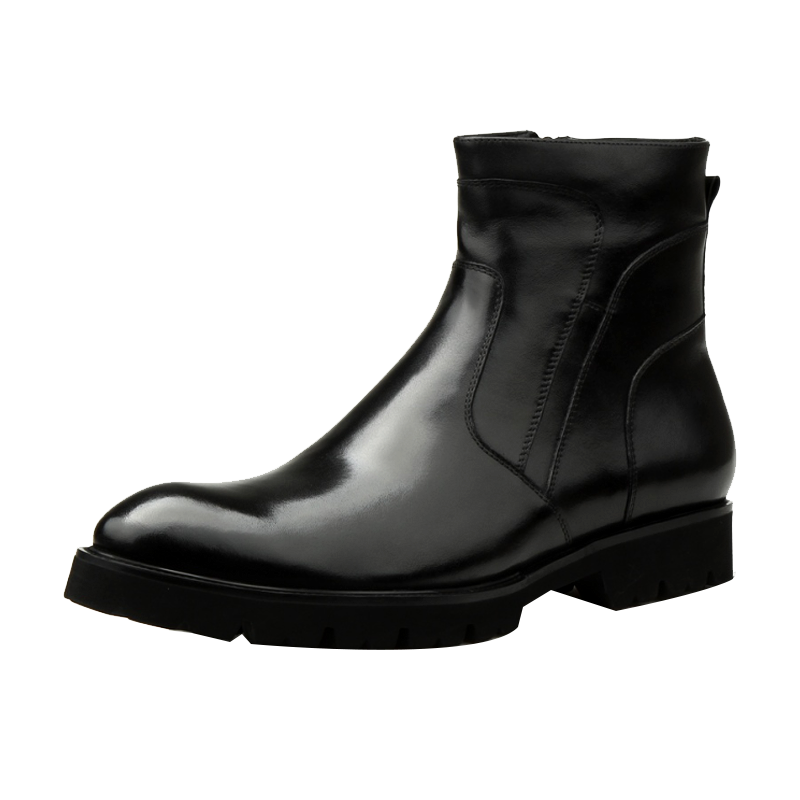 新款英伦风切尔西靴男真皮靴子套筒高帮皮鞋男马丁靴短靴商务男靴