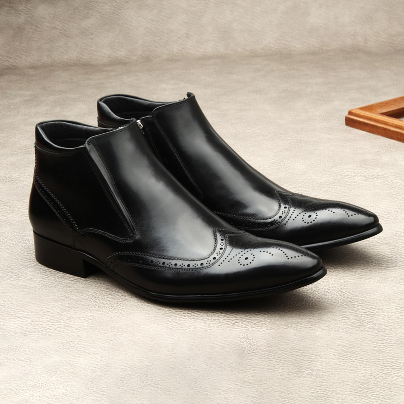 布洛克英伦风皮鞋切尔西靴新款