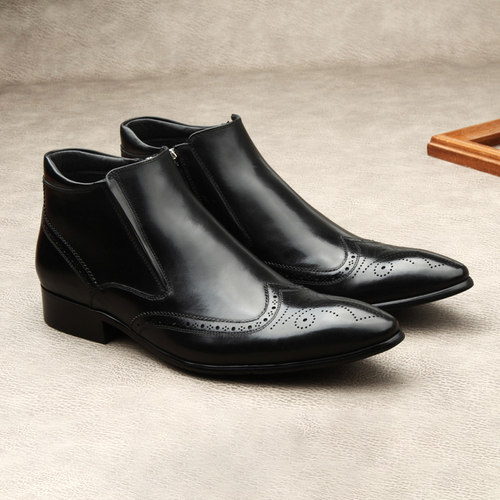 布洛克英伦风皮鞋切尔西靴新款