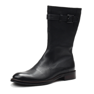 新款高帮鞋高筒靴真皮拉链休闲长靴子潮流棉靴保暖马靴皮靴蒙古靴