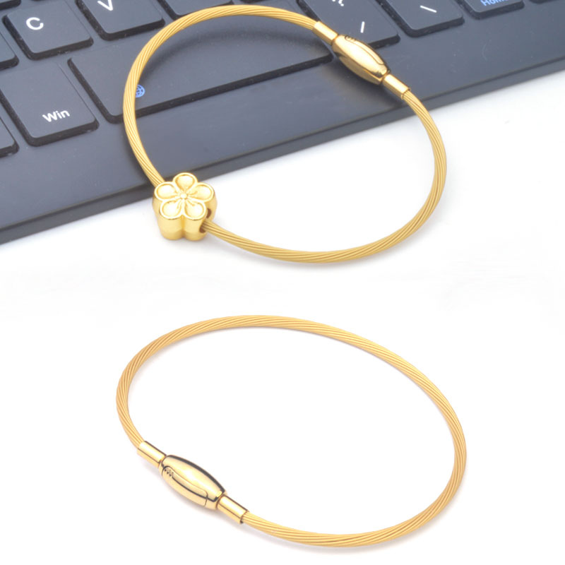 不锈钢镀膜金丝金色百搭金珠手绳