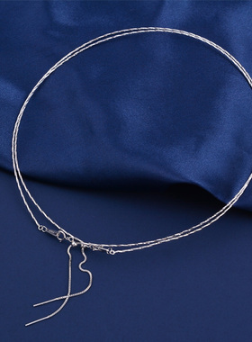 纯银项圈车花闪锁骨链针式可调节