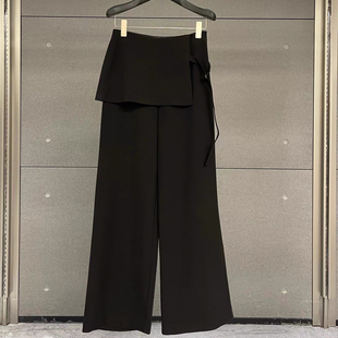 莎火火小众高级感百搭拼接假两件阔腿裤 显腿长506