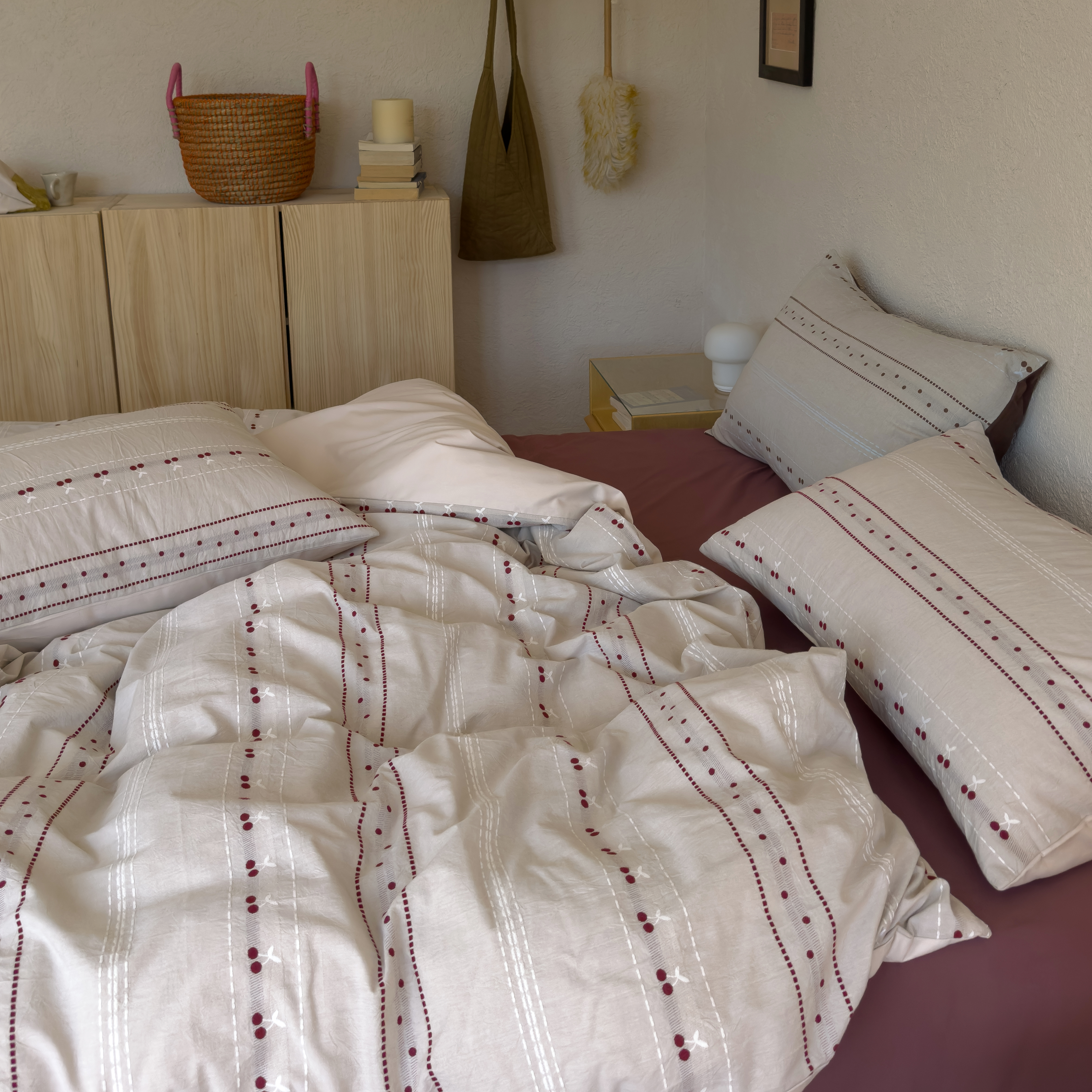 莓莓樱桃四件套云感色织北欧风