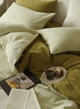 星月野美式轻奢四件套 色织立体撞色浮雕提花婴儿棉全棉2023秋冬