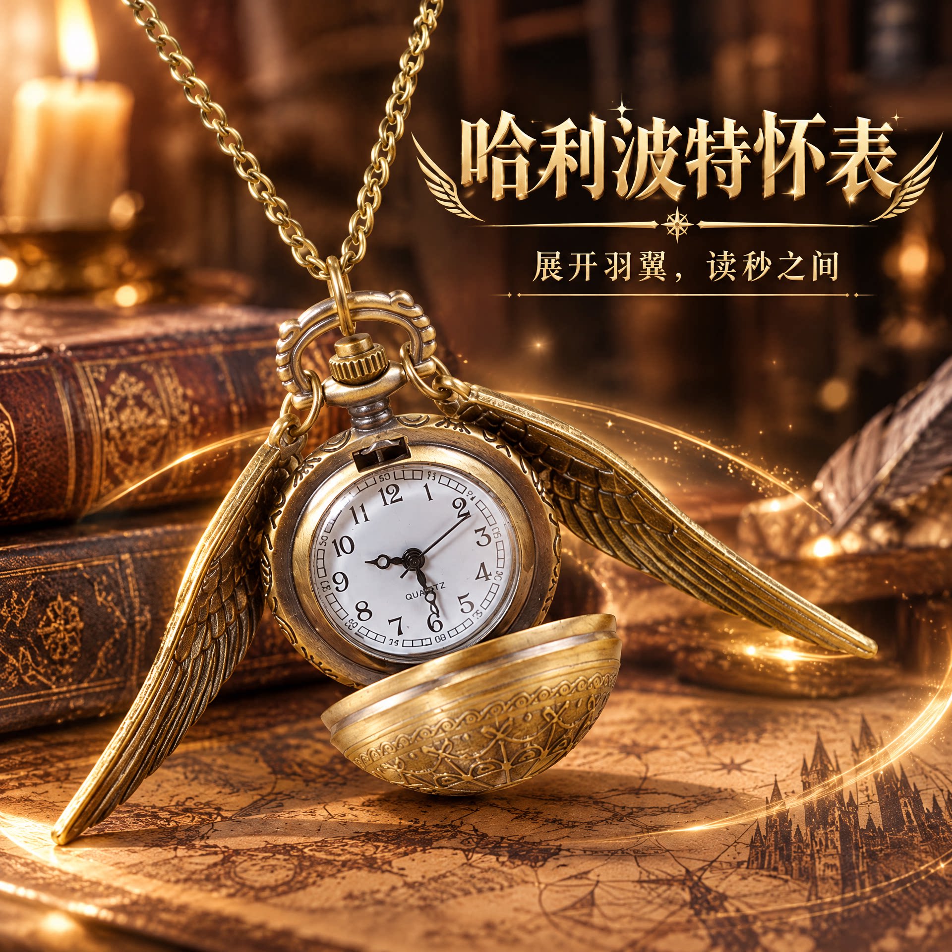 哈利波特金色飞贼怀表魁地奇复古翻盖项链吊坠学生收藏生日礼物