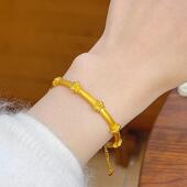 古法沙金拉丝鸢尾花手镯立体雕花实心开口镯子高级感送女朋友礼物