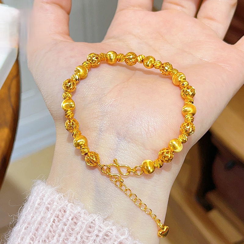 古法沙金拉丝猫眼珠珠手链