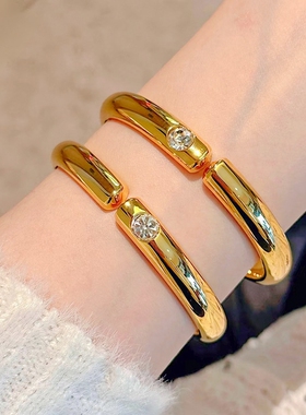 金店同款沙金亮面点钻开口手镯