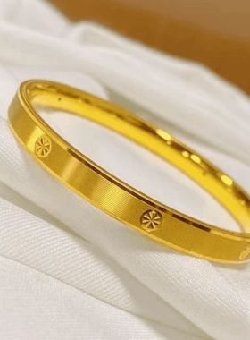 沙金米字车花CNC精雕手镯女款