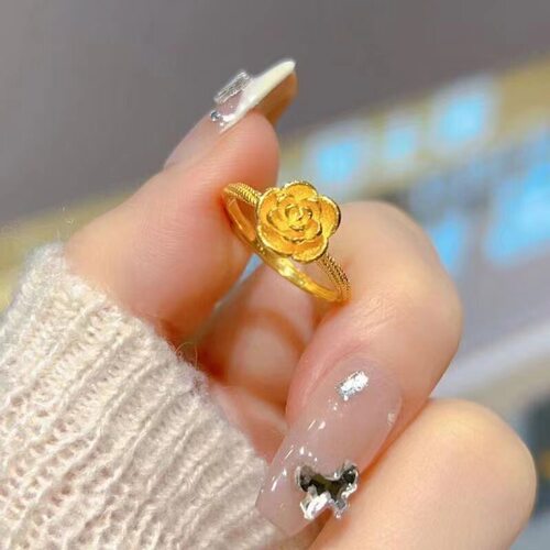 越南沙金玫瑰花戒指金店同款