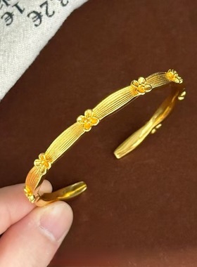 新中式黄金色小金桂花手镯
