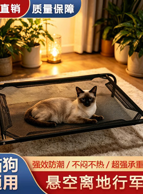宠物猫狗通用行军床简约黑色钢架不占地橘猫狸花猫透气离地宠物床