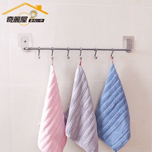 奇丽屋多功能单杆铝架卫生间壁挂式 排钩门后强力承重挂衣架免打孔