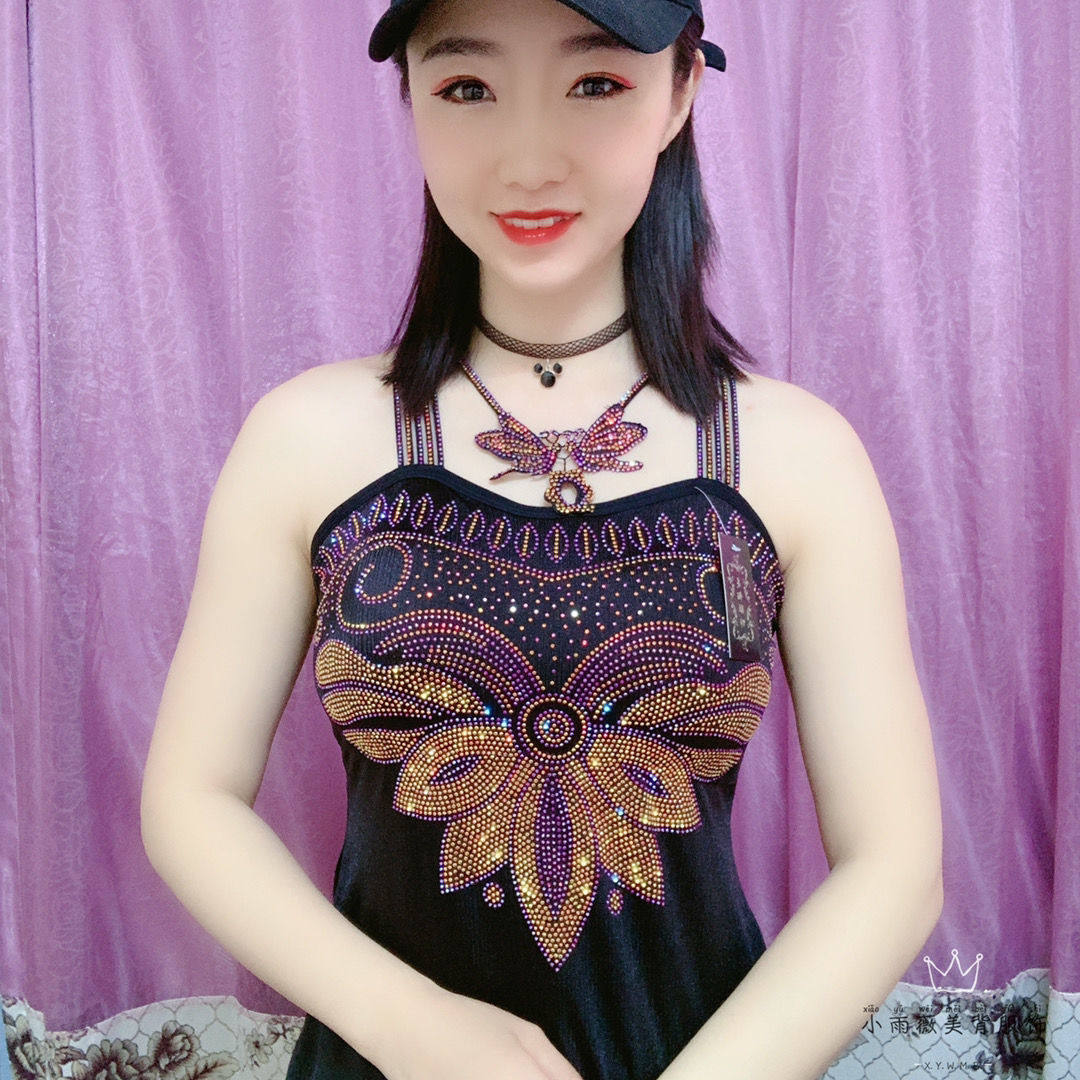 镶钻吊带背心女2022年夏季新款性感美背百搭修身显瘦冰丝打底衫潮