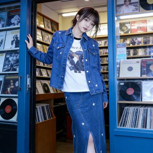 兮兮花颜牛仔套装 半身裙 2026开春穿搭牛仔刺绣上衣女牛仔外套
