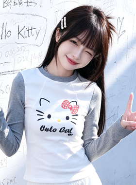 兮兮花颜白色T恤女2026年春新款小个子设计感小众印花修身打底衫