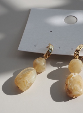 JaR 秋季氛围感淡黄琥珀耳环耳饰日常温柔微透光泽感耳钉通勤日常
