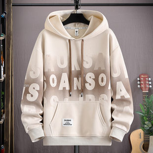 秋冬装连帽卫衣男孩初中学生加绒加厚打底衫大童纯棉长袖T恤上衣