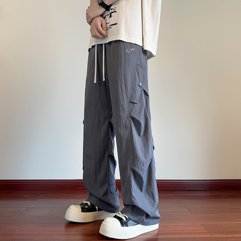 夏季薄款冰丝工装长裤12岁男孩13青少年初中学生15大童休闲裤子16