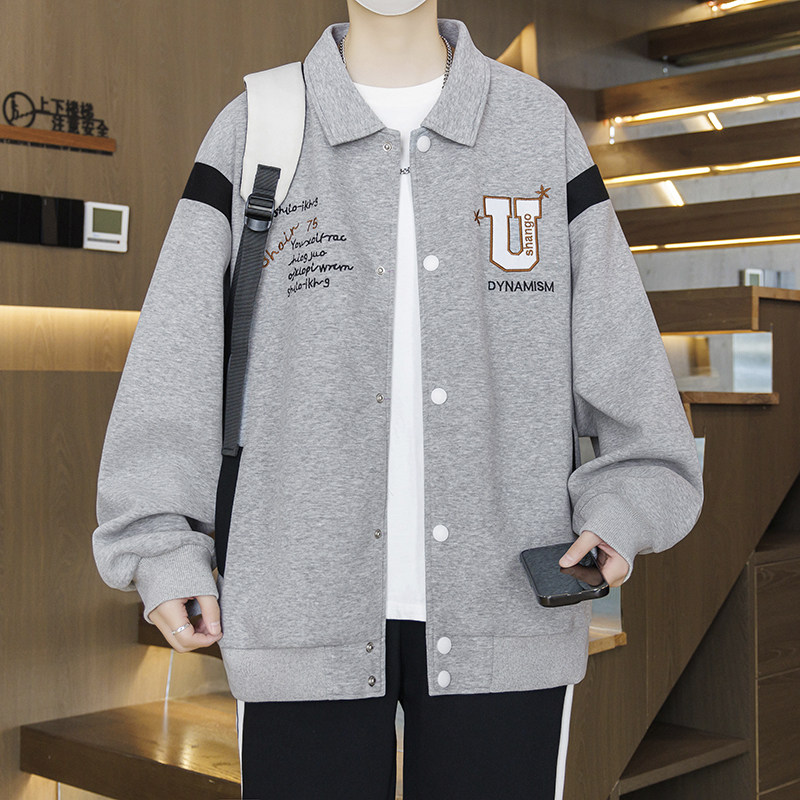 春秋季13青少年外套棒球服男孩14初高中学生15岁大童翻领夹克上衣